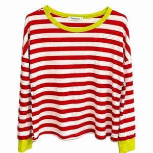 Red and White Striped Long Sleeve Tee